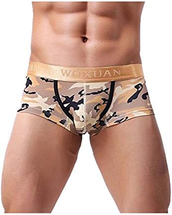 Kimdera Fashion Mens Briefs Camouflage Print Shorts Cotton Breathable Soft Underwear Bulge Pouch Underpant