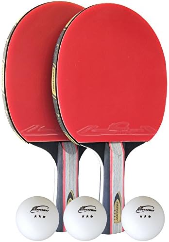 Ahomie 2 Pack Upgraded Ping Pong Paddles Table Tennis Set Rackets with Soft Sponge Rubber, 3 Balls and Carry Bag Included