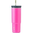 Owala Stainless Steel Triple Layer Insulated Travel Tumbler with Spill Resistant Lid and Straw, BPA Free, 24 oz, Brown/Pink (Watermelon Breeze)