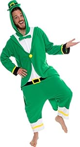 Silver Lilly Leprechaun Unisex Adult Pajamas - Plush One Piece Cosplay Holiday Costume by (Green, XL)