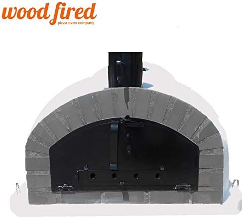 White Italian Wood Fired Pizza Oven, Grey Arch, Black Door, 100cm