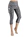 ODODOS High Waist Out Pocket Yoga Capris Pants Tummy Control Workout Running 4 Way Stretch Yoga Capris Leggings,SpaceDyeBlack,Large