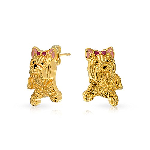 Yorkie Gold Plated Stud Earring by Bling Jewelry
