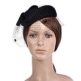 VBIGER Women Fascinator Hats Derby Wedding Hats Vintage Hat Pillbox Hat Woollen Felt Hat Bow Veil Party Hat for Women
