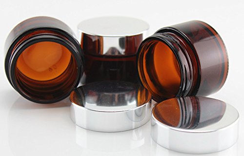 Moyishi Glass 2 oz Amber Salve Jar w/ Silver Lid 4 pk