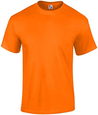 Men's High Visibility Safety Work T Shirt 100% Heavyweight Cotton Made in USA Safety Orange Large