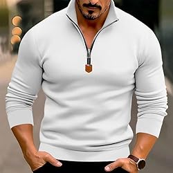 Mens Quarter Zip Pullover Vintage Fashion Long
