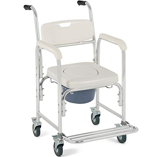 Giantex 3-in-1 Medical Transport Wheelchair Aluminum Bathroom Shower ...