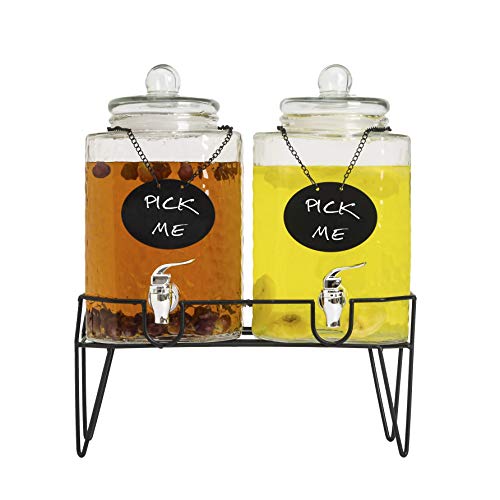 1.5 Gallon Beverage Dispenser with Spigot and Stand, Glass