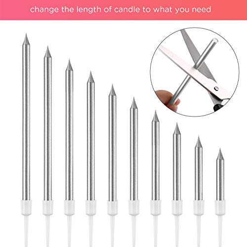 Frienda-Metallic-Birthday-Cake-Candles-in-Holders-Long-Thin-Birthday-Candles-Cupcake-Candles-Wedding-Party-Cake-Decorations-Silver