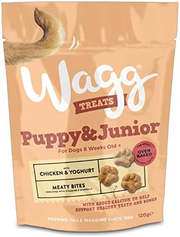 Wagg Puppy and Junior Treats with Chicken and Yoghurt 120gm, Deal of 4, 120 g (Pack of 4)