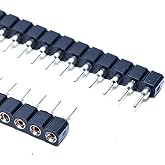 10pcs E-Simpo 2.54mm/0.1" Round 40Pin Straight Single Row Tin-Plate PCB IC Transistor Crystal Socket LED Strip PCB Sensor IC Transistor Relay Machine Breadboard Hole Female Header