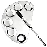 Jmkcoz Makeup Palette Stainless Steel Cosmetic Mixing Pallete Spatula Tool for Foundation, Lipstick, Concealers, Nail-art Manicure