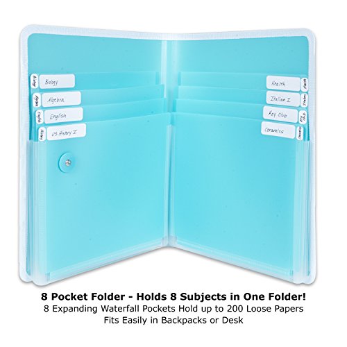 DocIt 8 Pocket Folders, Multi pocket Folder Perfect for School, Office