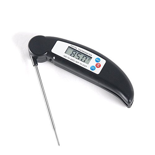 Instant Read Thermometer, JVSURF Digital Cooking Thermometer Grill Meat Thermometer With Food-Safe Stainless Probe For BBQ, Grill, Turkey And Beef, Black