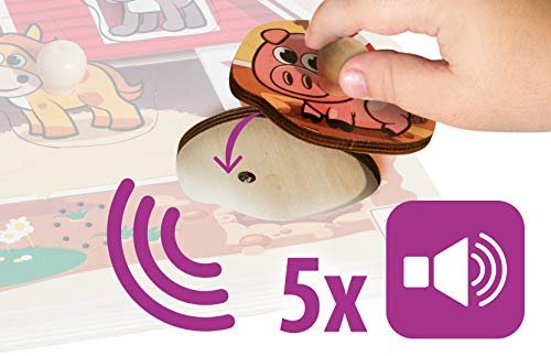 Eichhorn 100005415 Puzzle mit Sound, Bauernhof Steckpuzzle aus FSC 100 Prozent zertifiziertem Holz, mit fünf Tiersounds… – Bild 3