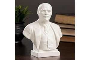 AEVVV Bust of Famouse Soviet Communist Leader Vladimir Lenin - White Gypsum Figure - 7.1 Inch Tall Historical Russian USSR Re
