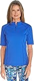 Coolibar UPF 50+ Women's Short Sleeve Rash Guard - Sun Protective (Medium- Baja Blue)