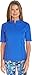 Coolibar UPF 50+ Women's Short Sleeve Freestyle Rash Guard - Sun Protective (Medium- Baja Blue)