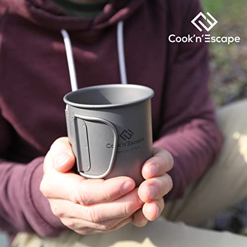 COOK'N'ESCAPE 375ml Small Titanium Cup, Camping Coffee Mug Lightweight