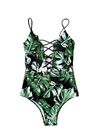 Sondiborn, traje de baño de una pieza, con banda cruzada, estampado florar, monokini para dama