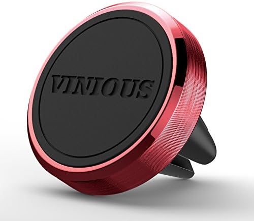 VINIOUS Magnetic Car Mount Holder Cradle with Fast Swift-Snap Technology and Luxury Aluminum Alloy for Smart Phones and Mini Tablets (Red)