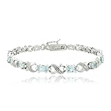 Silver Tone 6.6ct TGW Blue Topaz & Diamond Accent Infinity Bracelet