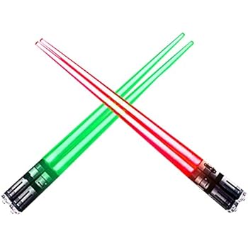 ChopSabers Lightsaber Led Light Up Chopsticks, Red/Green, Pair of 2
