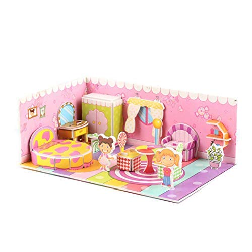 lazinem Kids 3D Puzzle Paper DIY Fun Board Early Learning Architectural House Gift for Boys Girls Children Child 3-D Puzzles