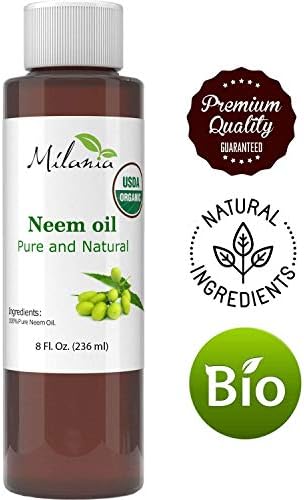 Certified Organic Neem Oil Virgin, Cold Pressed, Unrefined 100% Pure Grade. (8 Fl. Oz)