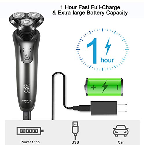 Electric Razor for Men 4 in 1 Rotary Shavers Cordless Waterproof USB Fast Charging Wet/Dry Electric Shaver Includes Hair Clippers and Nose Hair trimmer - Thumbnail 5