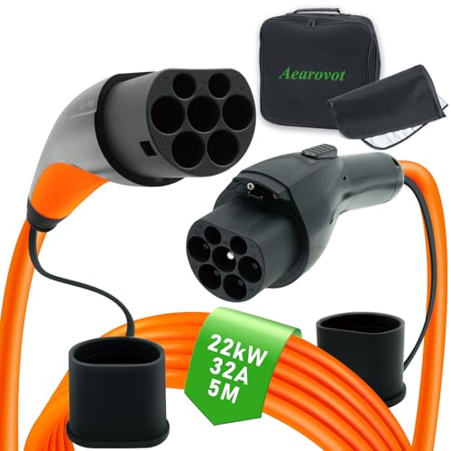 Type 2 to GBT EV Charging Cable 22kW | 32A 5M 3-Phase Mode 3 IP55 Fast Charging | with Carry Bag &Rain Cover | Compatible with BYD Atto 3, Han, Tang | Home & Public Stations – Orange