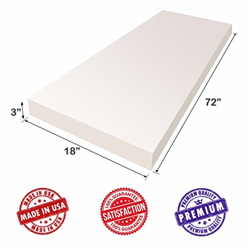 Upholstery Foam Cushion Sheet- 3"x18"x72"-Regular Support Density-Premium Luxury Quality- Good for Sofa Cushion, Mattresses, Wheelchair, Poker Table, and Much More- by Dream Solutions USA - Thumbnail 2