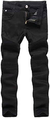 Boy's Black Biker Moto Ripped Distressed Fashion Skinny Slim Fit Jeans 6