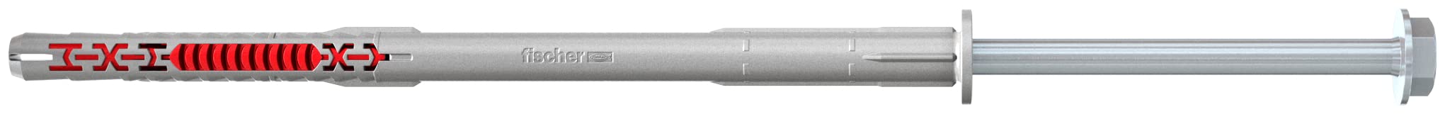 fischer DuoXpand 10 x 230 FUS, Universal Plug with Hexagon Head Screw & Molded Washer, Strong Hold, Ideal for Porous Building Materials, enables anchoring Close to The Edge, 50 pcs.