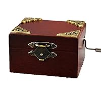 duojin Vintage Square Hand Crank Music Box Child Gift