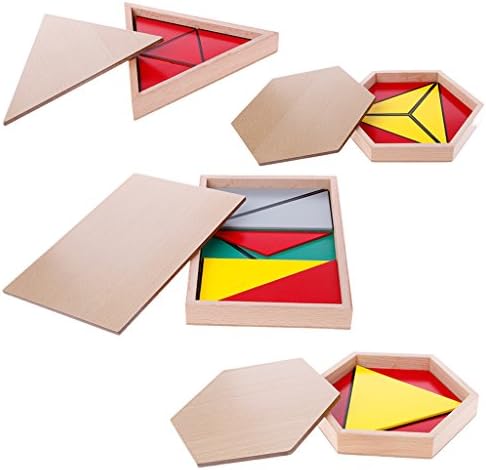 xllLU Montessori Wooden Material Constructive Triangles Rectangular Pentagon Toy for Children Infant Early Educational Learning