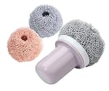 LODY Nano Dish Scrubber Safer than Steel Wool,Antimicrobial Kitchen Sponges with Handle, Amazing Ecological Dish Sponge, Avirulent Insipidity, Non Stick Oil, Non Come Off and Non-Scratch Cooker 2 Pack
