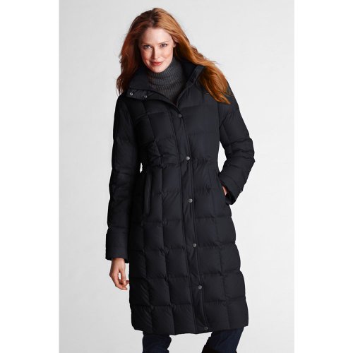 Lands' End Women's Tall Down Chalet Long Coat, M, Black