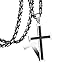 FIBO STEEL Stainless Steel Carbon Fiber Cross Pendant Necklace for Men Byzantine Chain Necklace 5MM,24 Inches