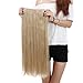 S-noilite 30 Inch(76cm) Straight Ash Blonde 3/4 Full Head Synthetic Hair Extensions Clip On/in Hairpieces 150g 5 Clips