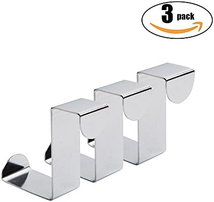 Stainless Steel Z Shape Door Hanger Hooks - Double Single Heavy Duty Metal Reversible Cabinet Drawer Space Saving Organizer for Office,Bedrooms,Kitchen,Bathrooms,Towel Coat Rack Hats (3 Pack)