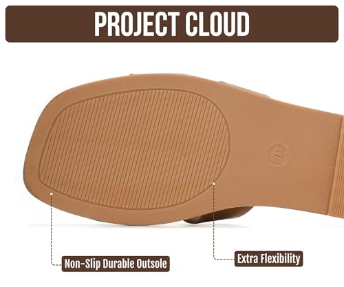 Project Cloud 100% Genuine Leather Sandals for Women 2026 - Fashion Flat Womens Sandals with Memory Foam Insole Slides Sandals Women Footwear - Mules Women's Sandals (Jannel)