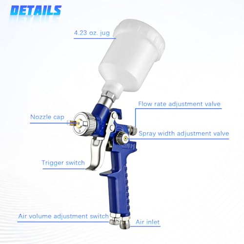 Zpana Mini Car HVLP Spray Gun, Vehicle Gravity Feed Air Paint Sprayer photo 8