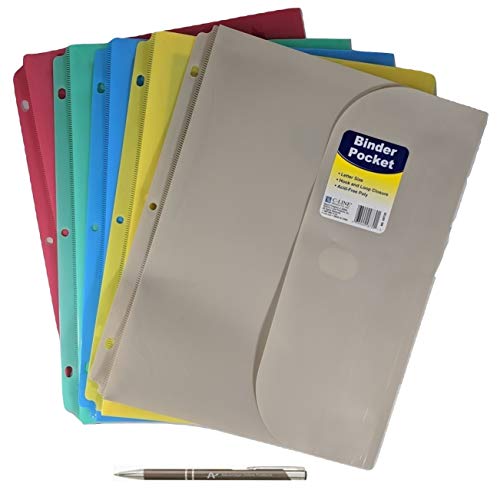 5 Pack Poly Binder Pocket with Hook and Loop Closure, 1-Inch Gusset, Letter Size, Assorted Colors (5 - //medicalbooks.filipinodoctors.org