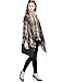 Women's Turtleneck Poncho Sweater Knitted Pullover Capes Tassel Shawl Camel and Black Plaid
