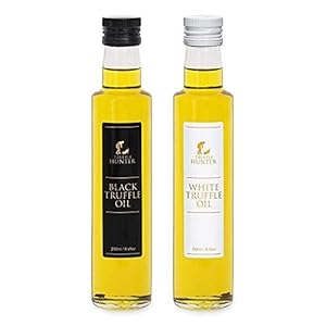 TruffleHunter Trüffelöl-Set für Feinschmecker – weißes und schwarzes Trüffelöl (2 x 250 ml) Olivenöl kaltgepresst mit echtem Trüffel – Gewürz – vegetarischer Veganer