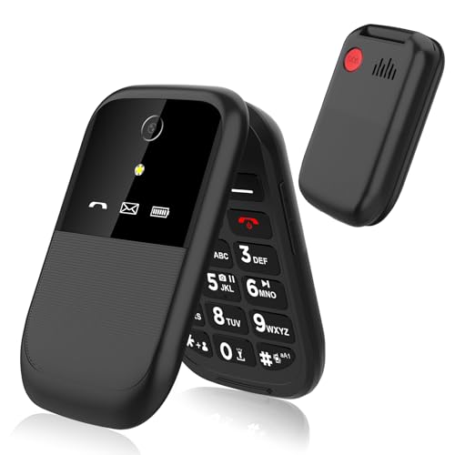 YEEMOVIL F15 - Teléfono Celular 4G con Tapa para Adultos Mayores, Botones Grandes, Botón SOS, Dual SIM, Bluetooth, Batería de Larga Duración (Negro)