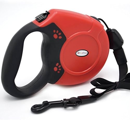 Qisehua 26-Feet Nylon Retractable Dog Leash Lock Comfortable Ergonomic Hand Grip Designed for Medium and Large Dogs