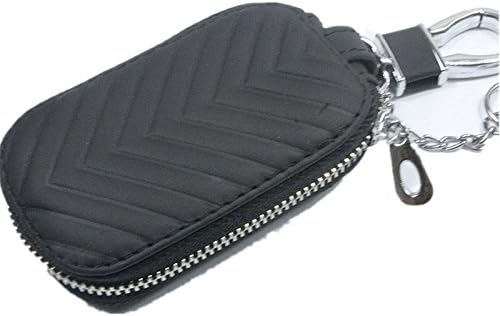 Generic key Case Leather Key Chain Holder Wallet Zipper Bag Fob (black)